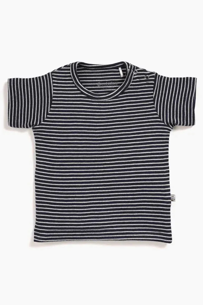 BABY BOYS STRIPED TEE & DENIM SHORTS SET