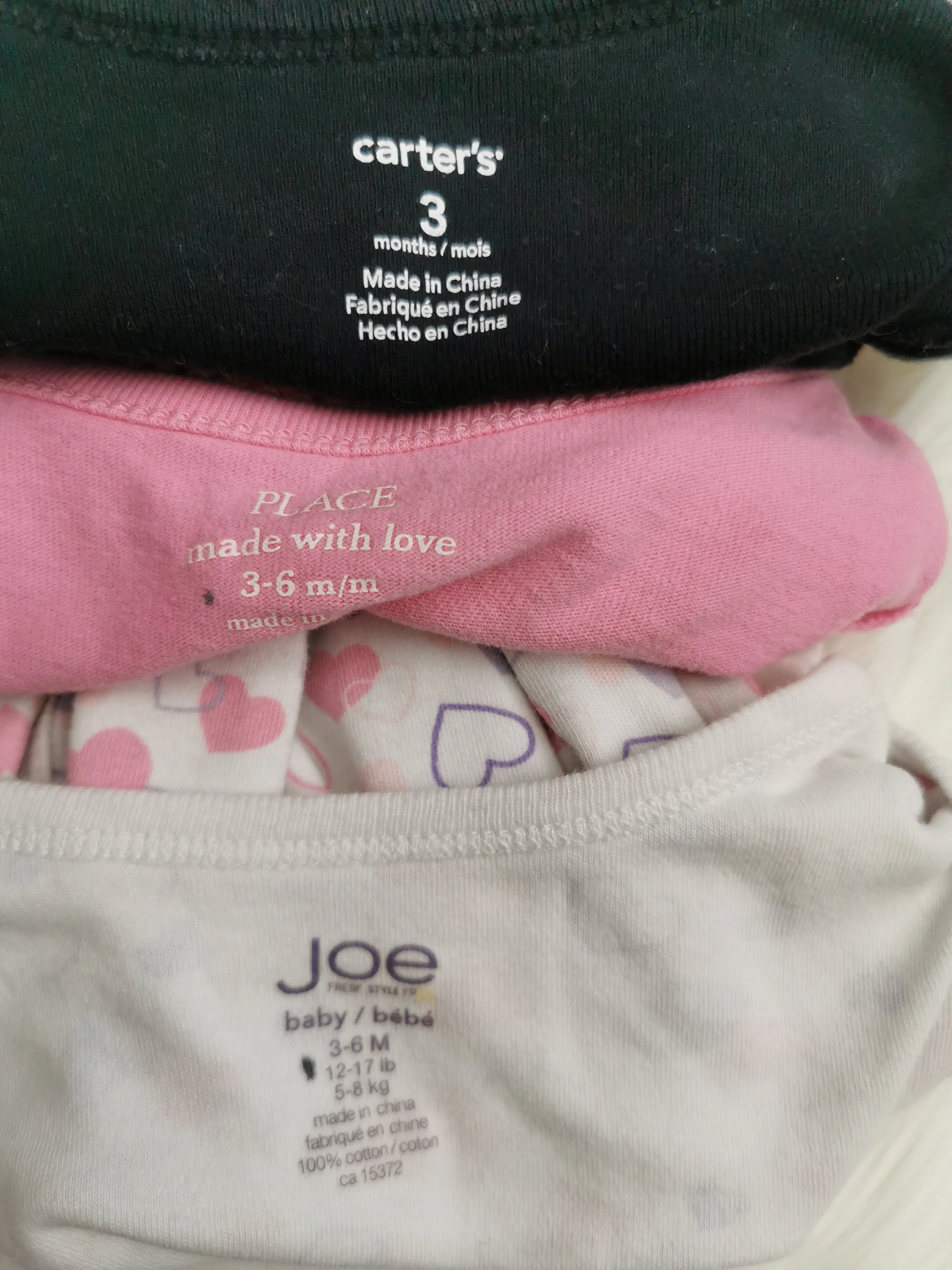 BABY GIRL SIZE 3/6 MONTHS - 3 Pack, Longsleeve Graphic Onesies VGUC B24