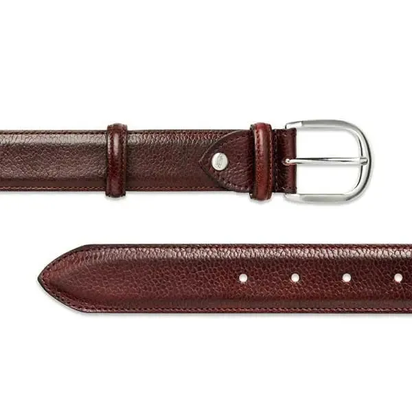 BARKER Plain Leather Belt - Mens - Cherry Grain