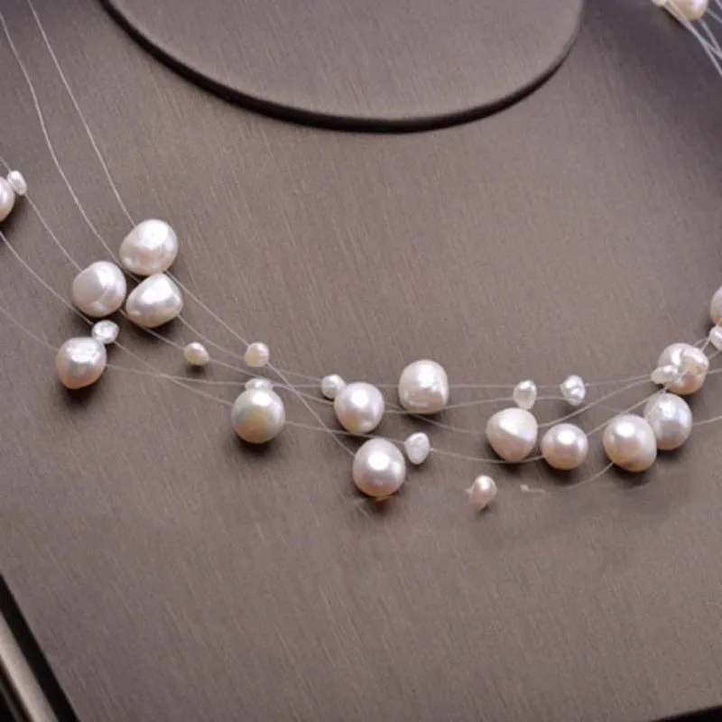 Baroque Freshwater Pearl Necklace Wedding Women Jewelry