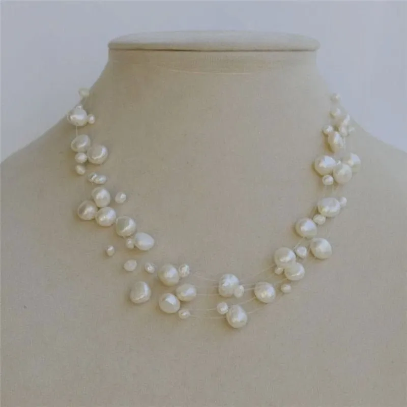 Baroque Freshwater Pearl Necklace Wedding Women Jewelry