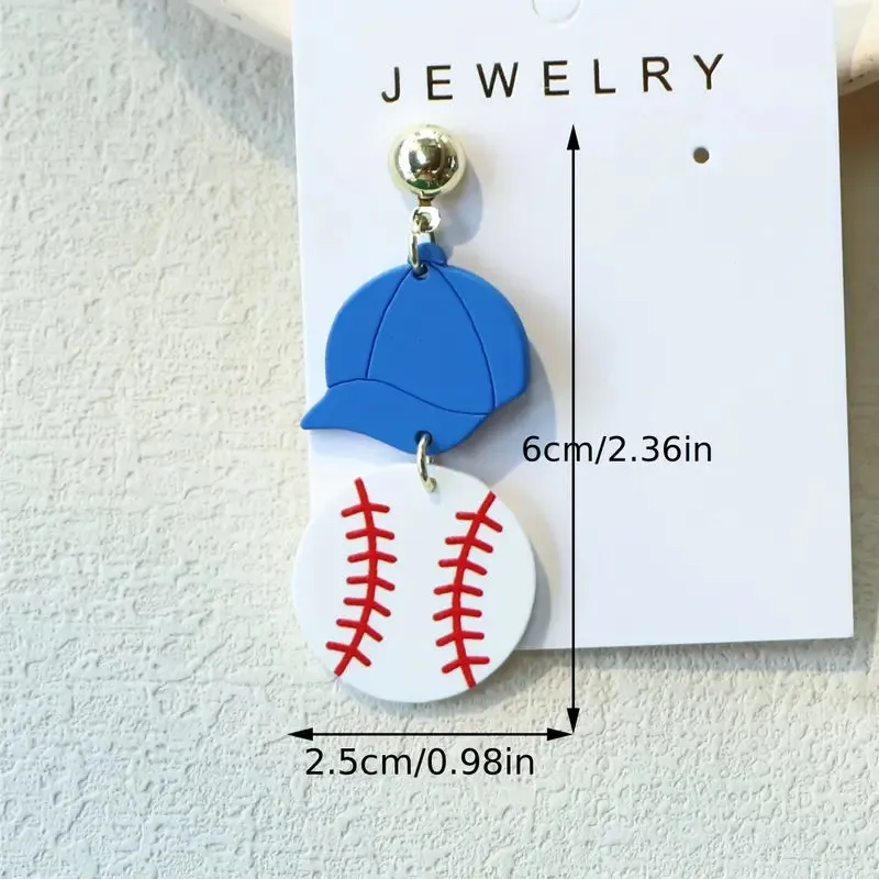 Baseball Hats   Ball Hang Earrings