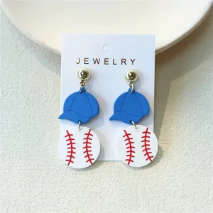 Baseball Hats   Ball Hang Earrings