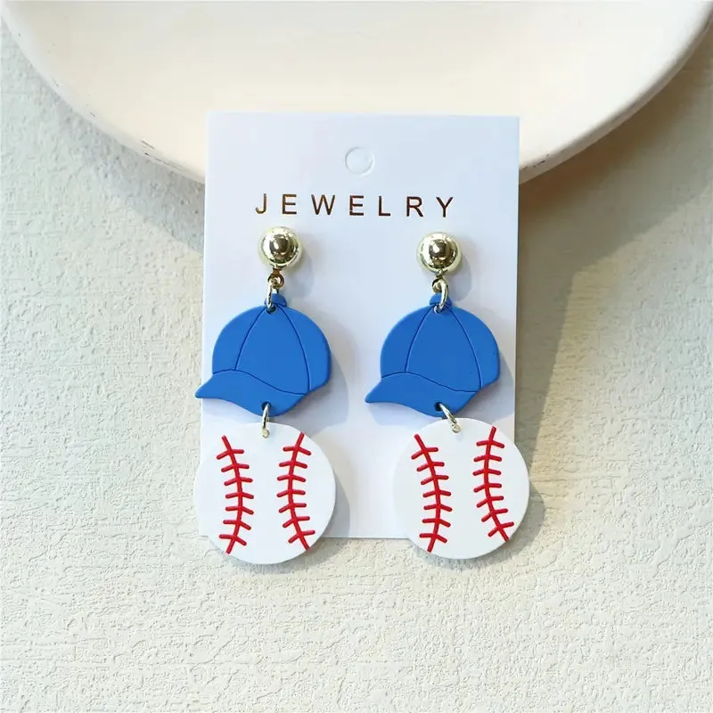 Baseball Hats   Ball Hang Earrings