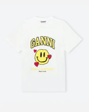 Basic Cotton Jersey - Smiley Love - Bright White