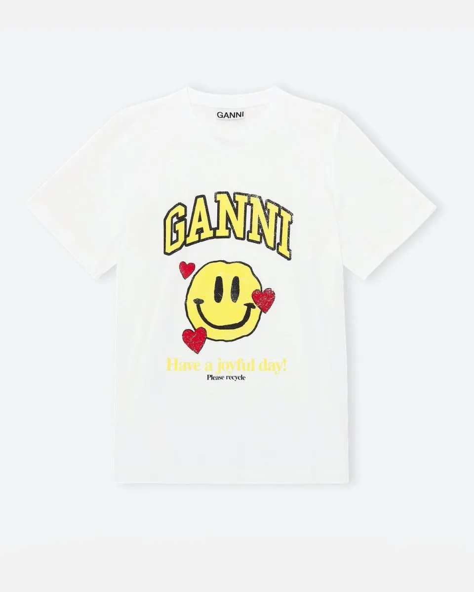 Basic Cotton Jersey - Smiley Love - Bright White