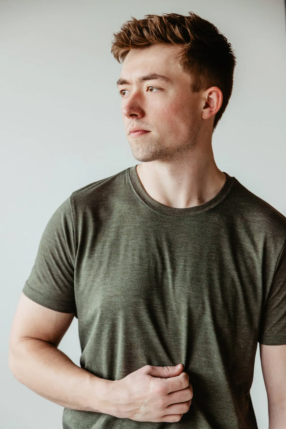 Basic Crewneck T-Shirt for Men in Green | 3750-MILITARY