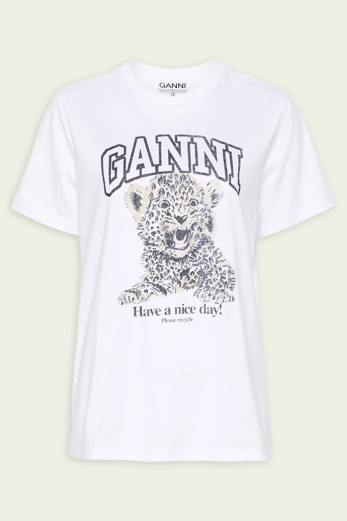 Basic Jersey Leopard Relaxed T-Shirt in White
