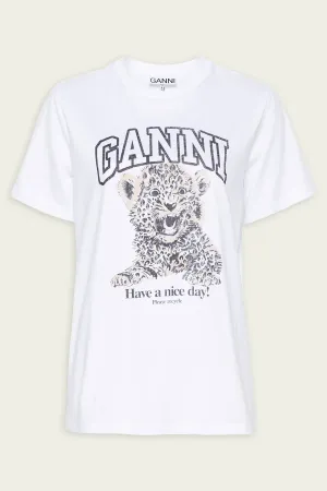 Basic Jersey Leopard Relaxed T-Shirt in White