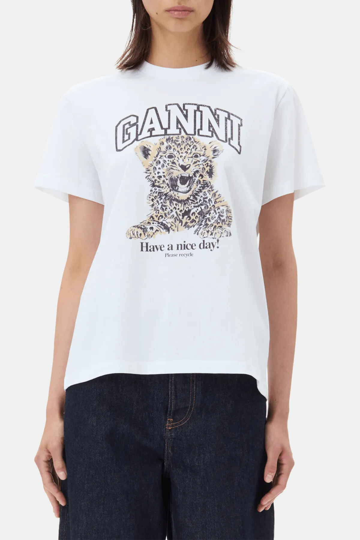 Basic Jersey Leopard Relaxed T-Shirt in White