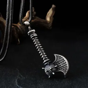 Battle Axe Men's Chain Necklace Sterling Silver Medieval Pendant