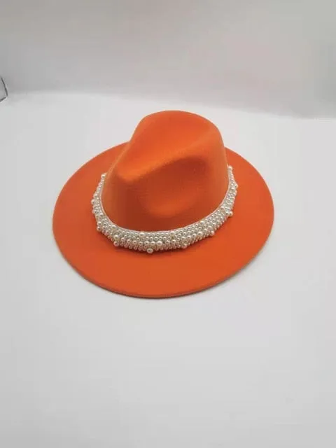 Beaded fedora felted hats