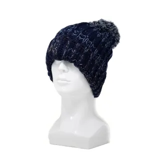 Beanie Pom, Heavy Knit Multi Color - Asst'd (KN-HATS-523)