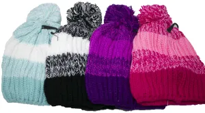 Beanie w/Pom - Kids Heavy Knit Two Tone (KN-Hats-206)