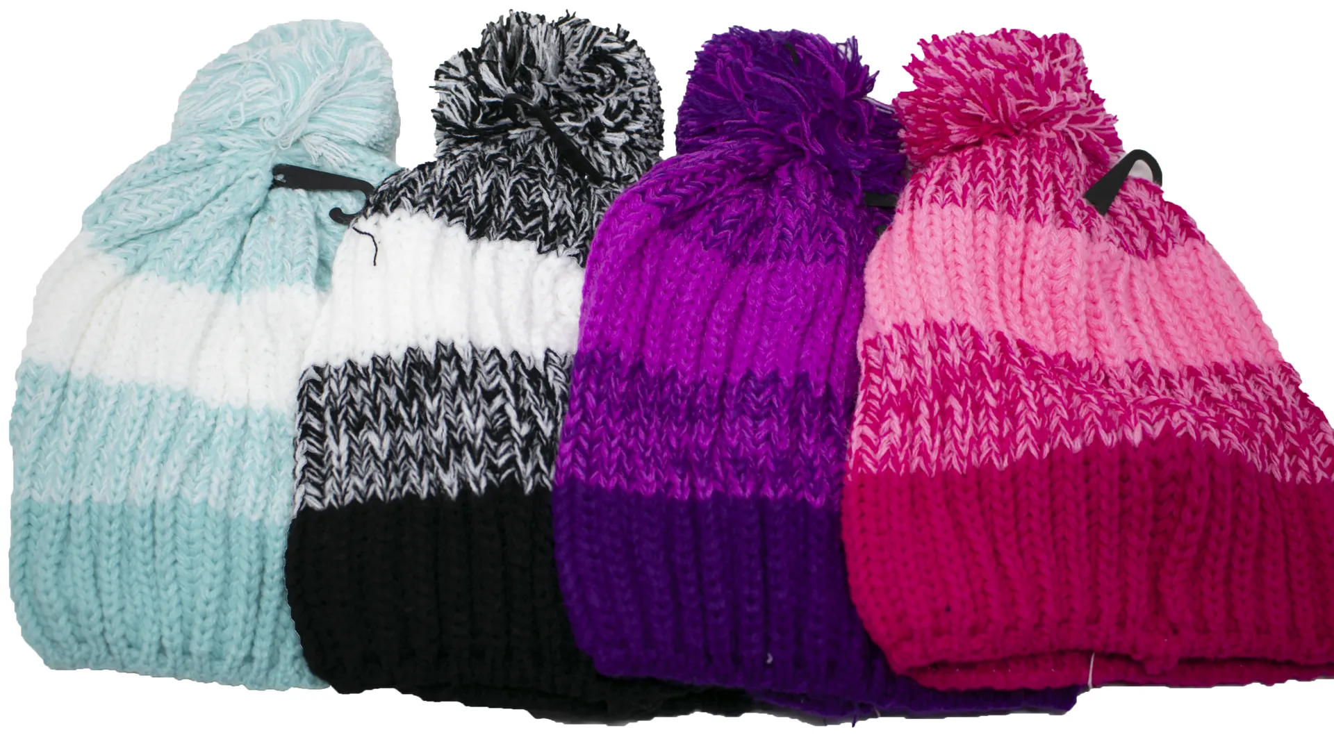 Beanie w/Pom - Kids Heavy Knit Two Tone (KN-Hats-206)