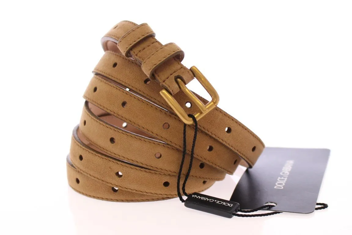 Beige Leather Suede Belt