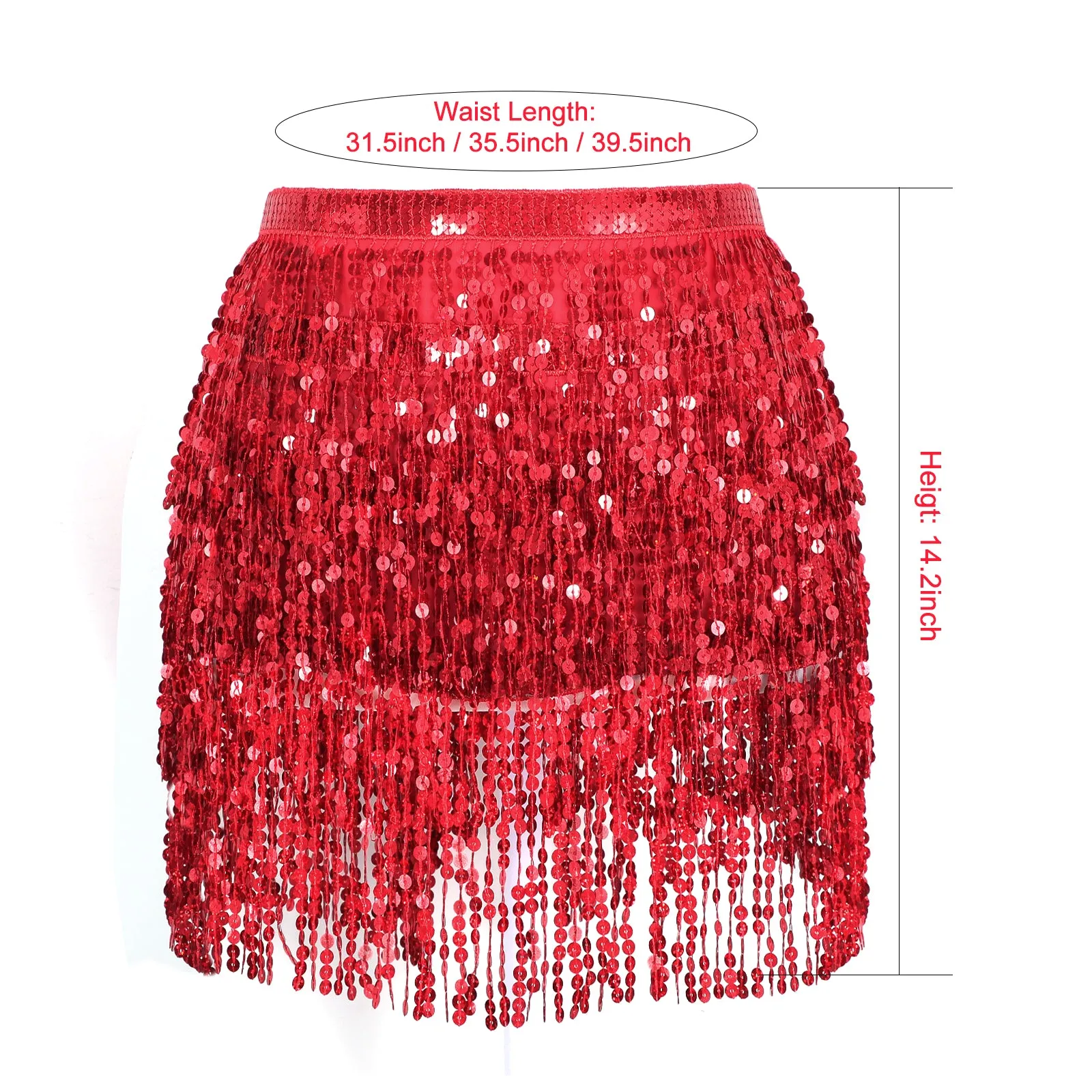 Belly Dance Hip Sequin Tassel Skirt Beach Music Festival Rave Party Scarf Belt Skirt Halloween for Women