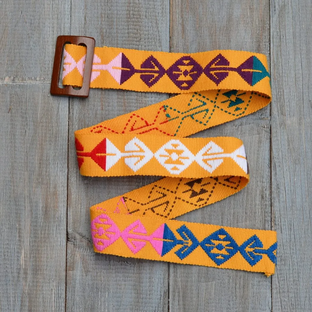 Belt with Wooden Buckle 35" Long | Apricot