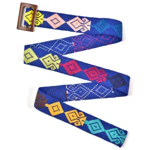 Belt with Wooden Buckle 43" | Cobalt #2