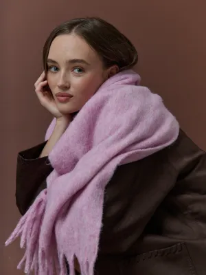 Betty Wool Plain Fluffy Scarf in Pink