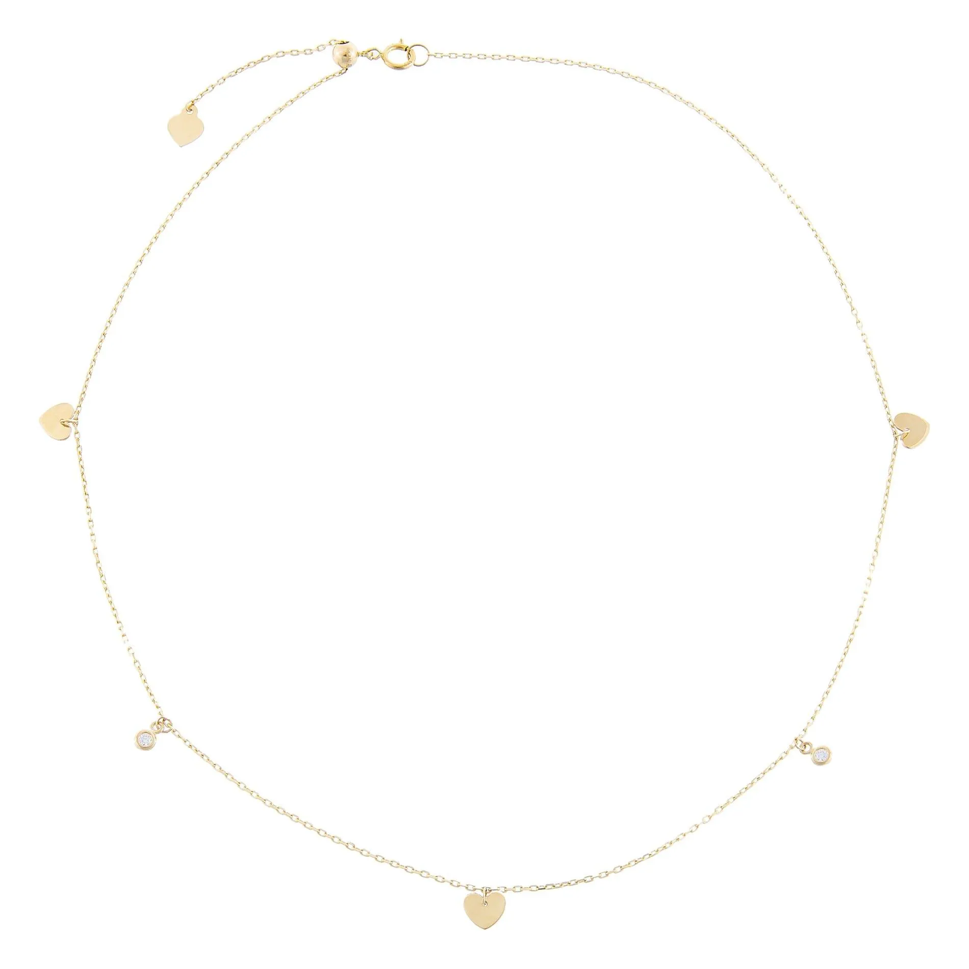Bezel X Solid Hearts Necklace 14K
