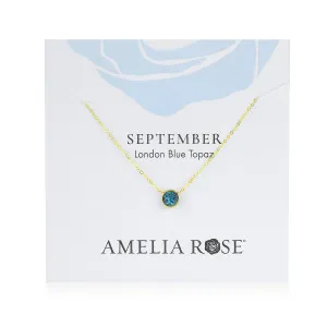 Birthstone Solitaire Necklace-September London Blue Topaz