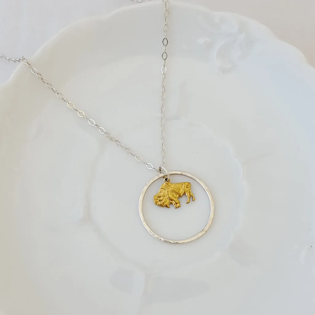 Bison Circle of Pride in Sterling - Necklace