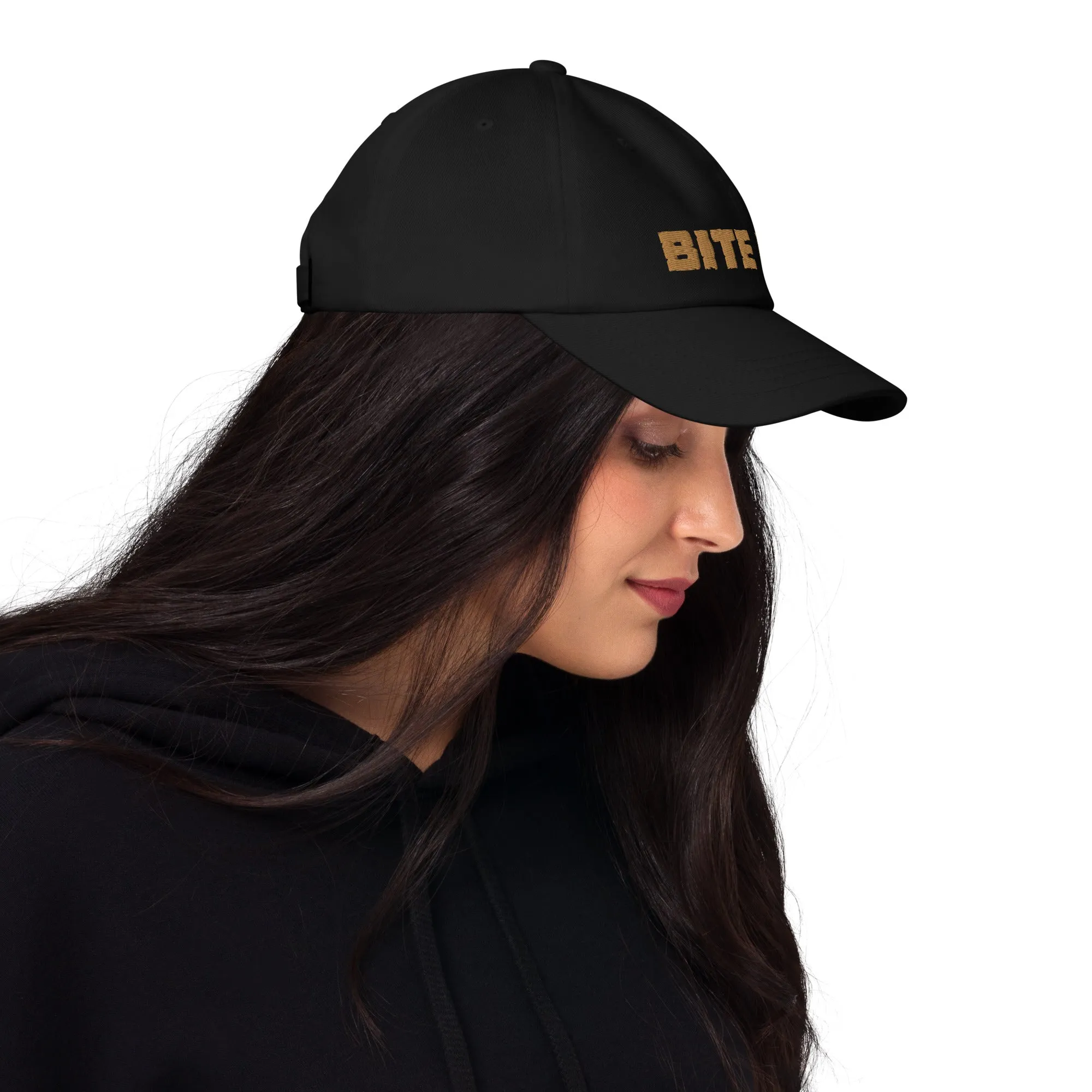 Bite Me Dad Hat - Camo or White & Gold