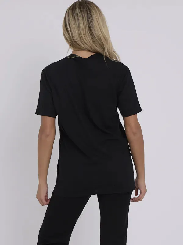 Black All I Need Is Love Graphic Printed T-Shirt
