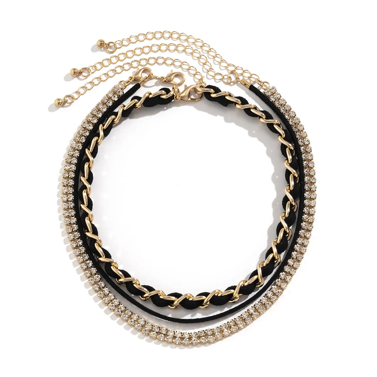 Black & Clear Cubic Zirconia Layered Three-Piece Choker Necklace Set