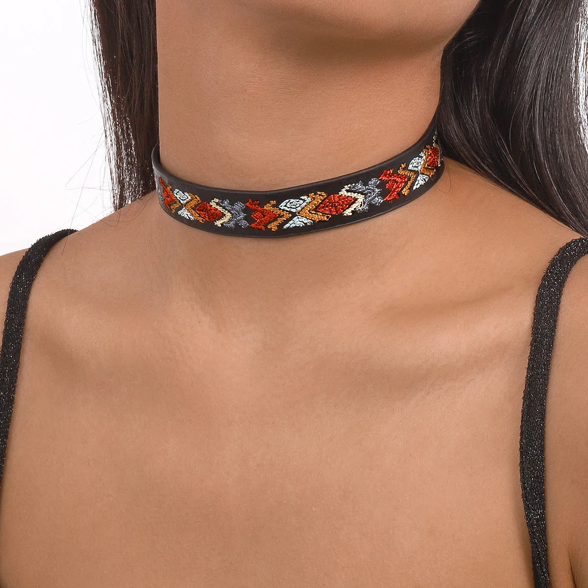 Black & Multicolor Boho Choker Necklace