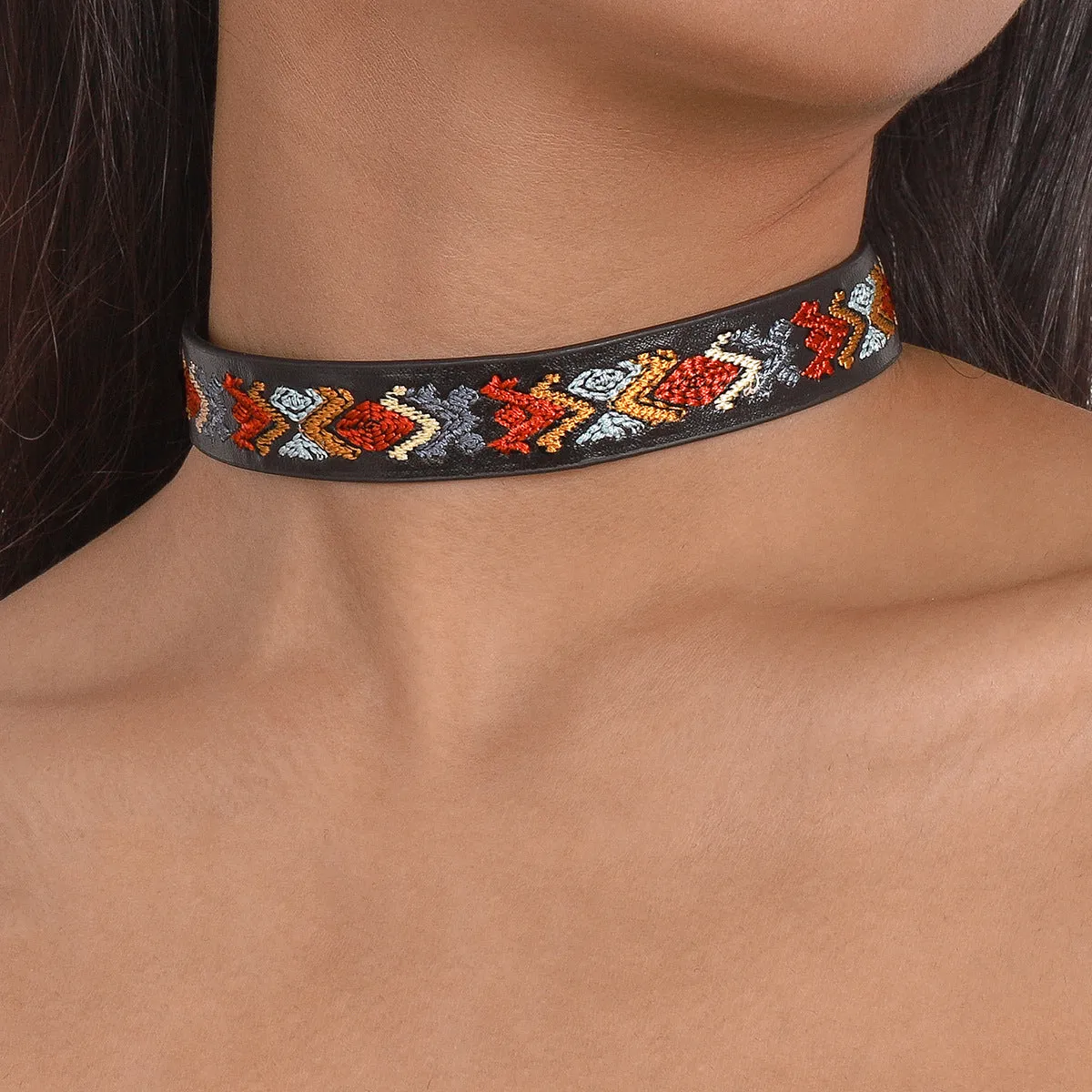 Black & Multicolor Boho Choker Necklace