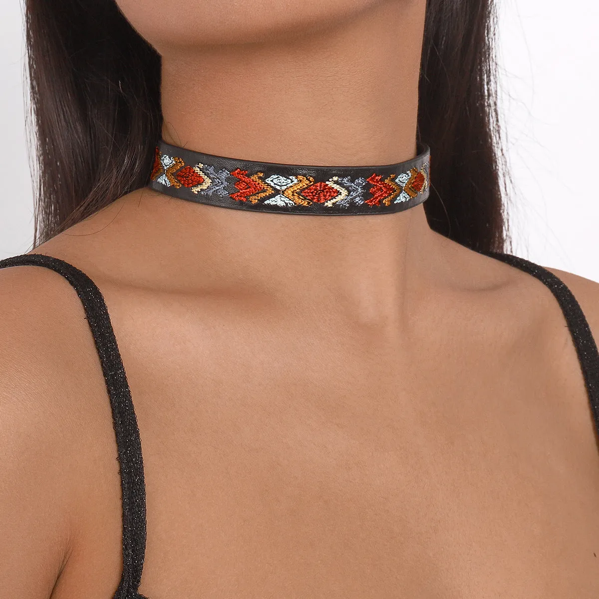 Black & Multicolor Boho Choker Necklace