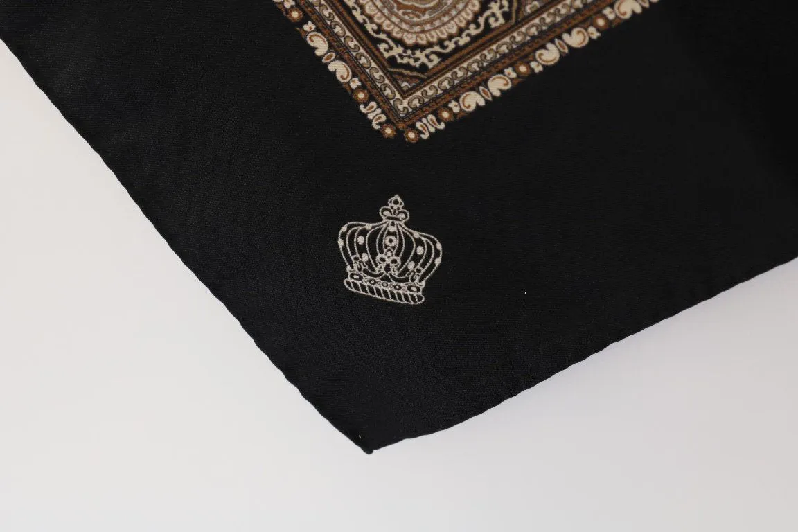 Black Brown Silk SICILIAN WESTERN Scarf