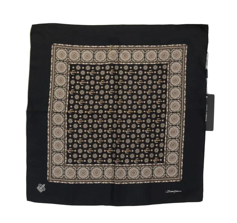 Black Brown Silk SICILIAN WESTERN Scarf
