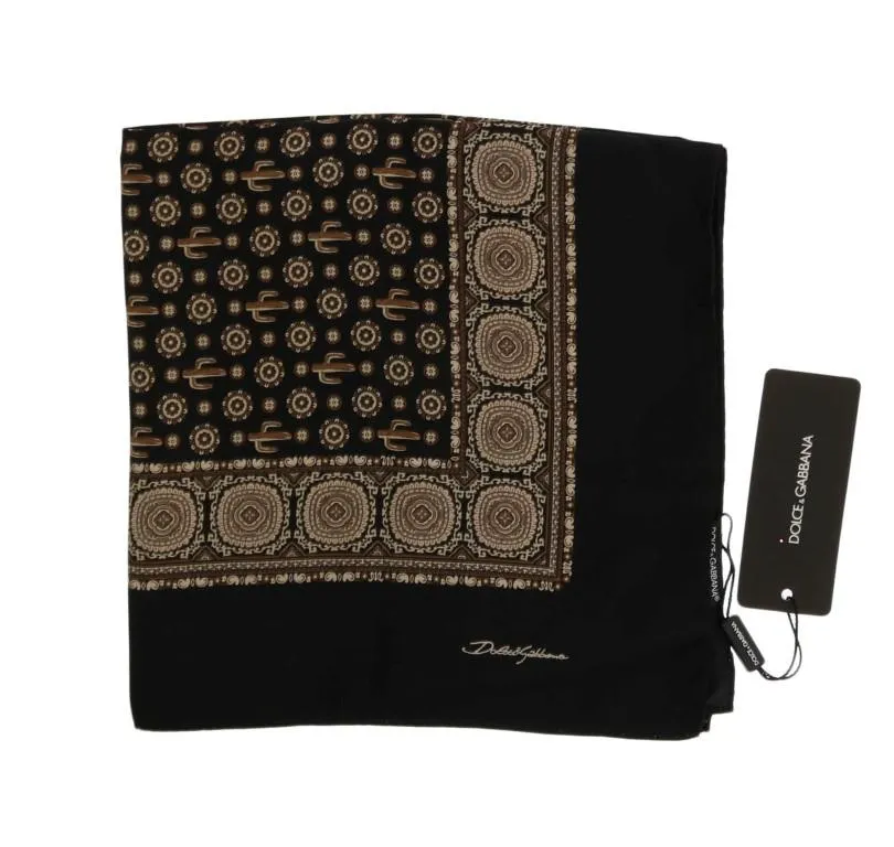 Black Brown Silk SICILIAN WESTERN Scarf