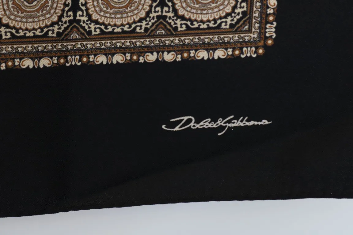 Black Brown Silk SICILIAN WESTERN Scarf