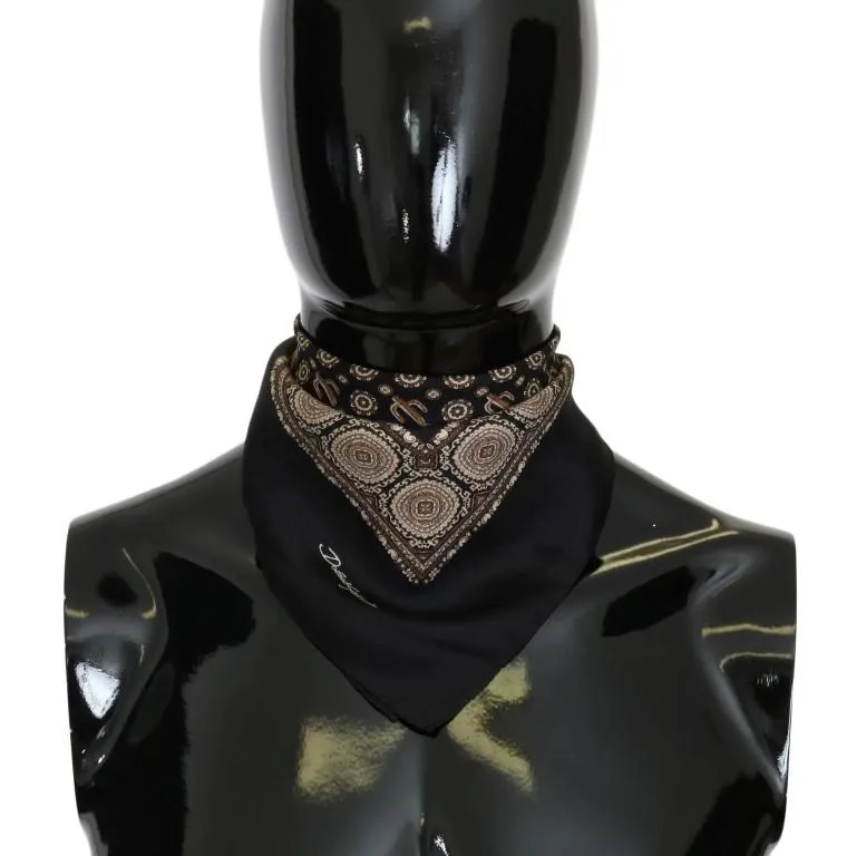 Black Brown Silk SICILIAN WESTERN Scarf