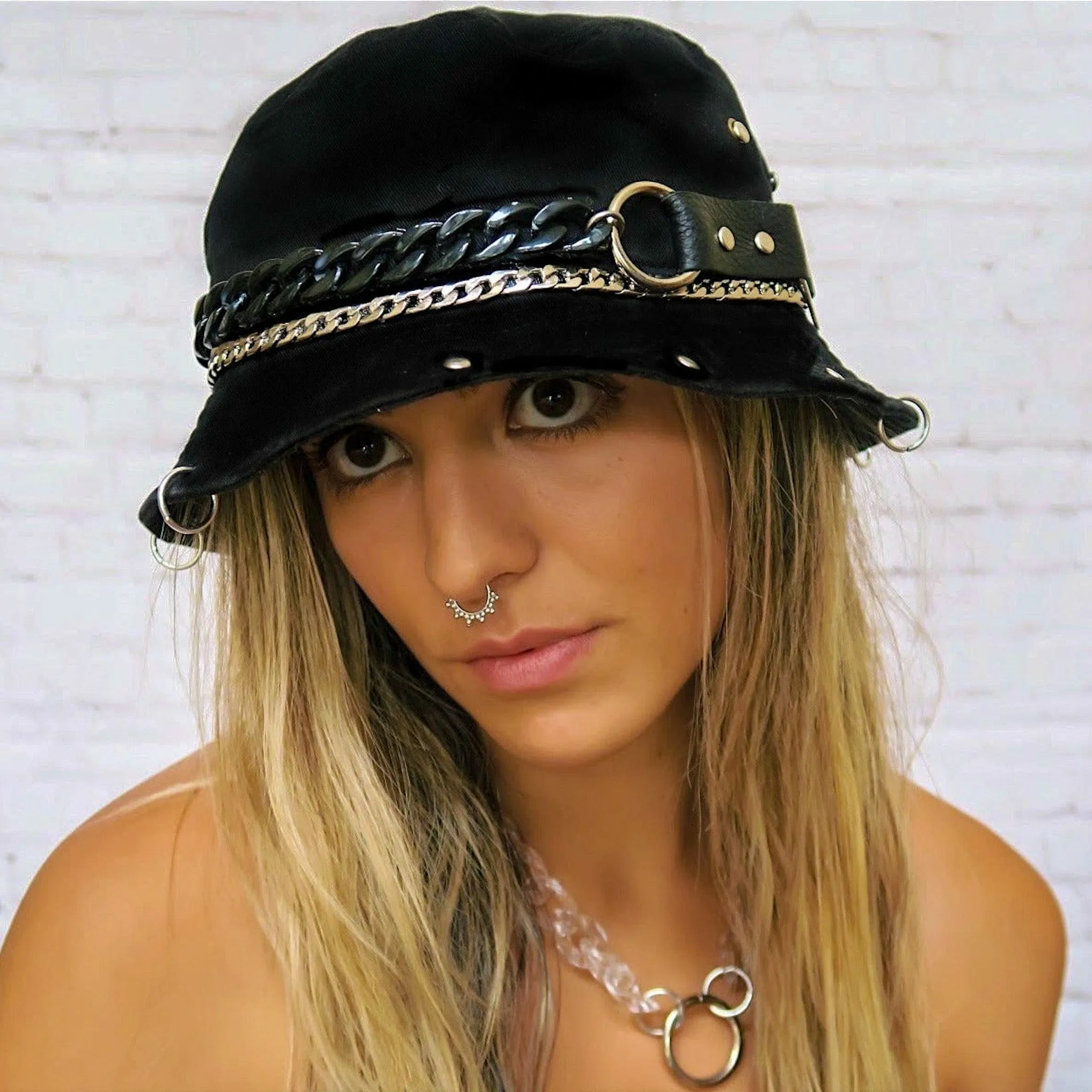 Black Leather Acrylic Bucket