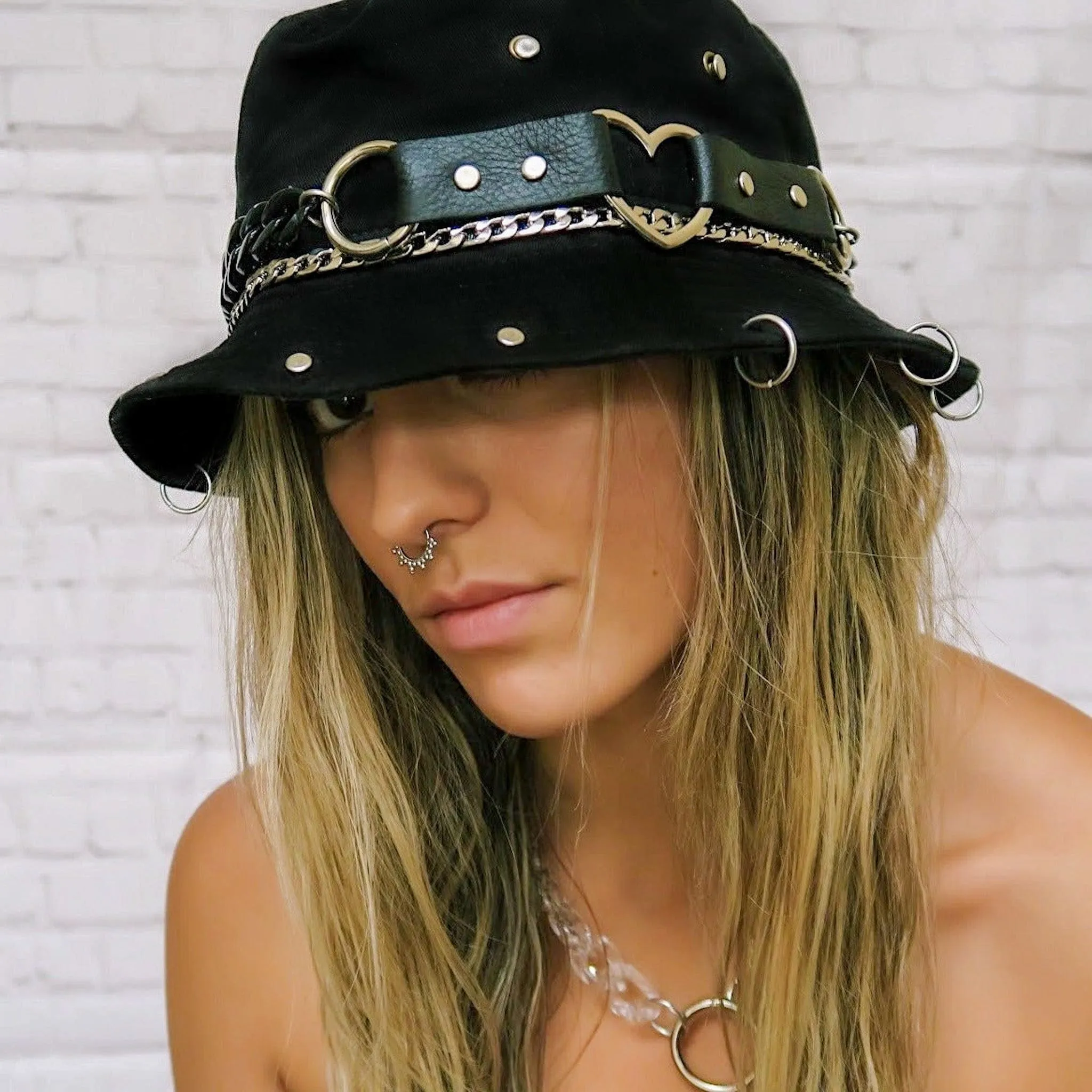 Black Leather Acrylic Bucket