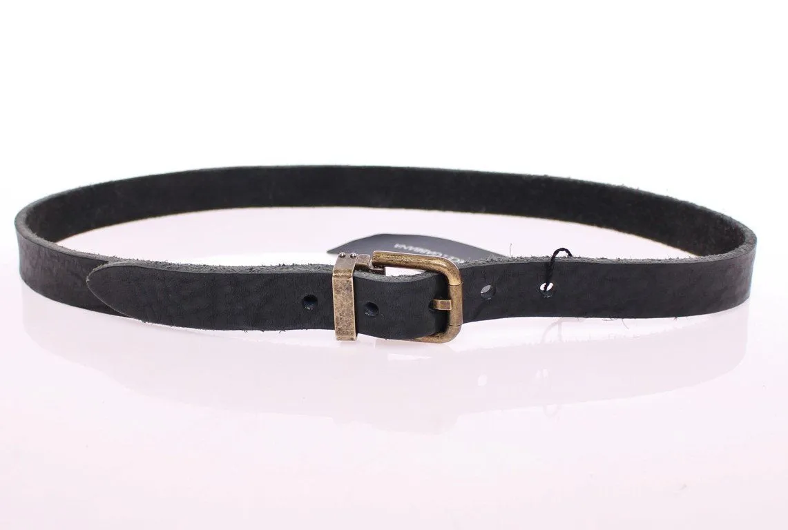 Black Leather Logo Belt