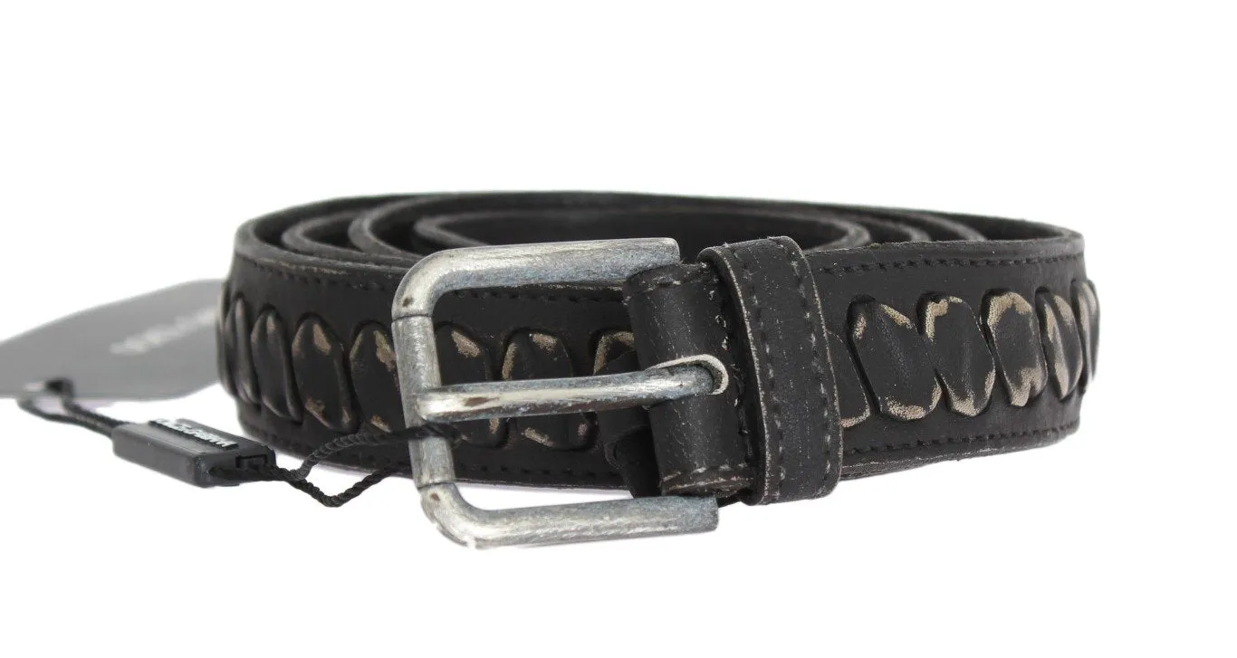 Black Leather Silver Buckle Belt