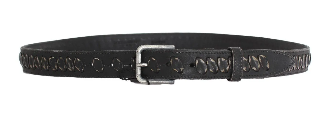 Black Leather Silver Buckle Belt