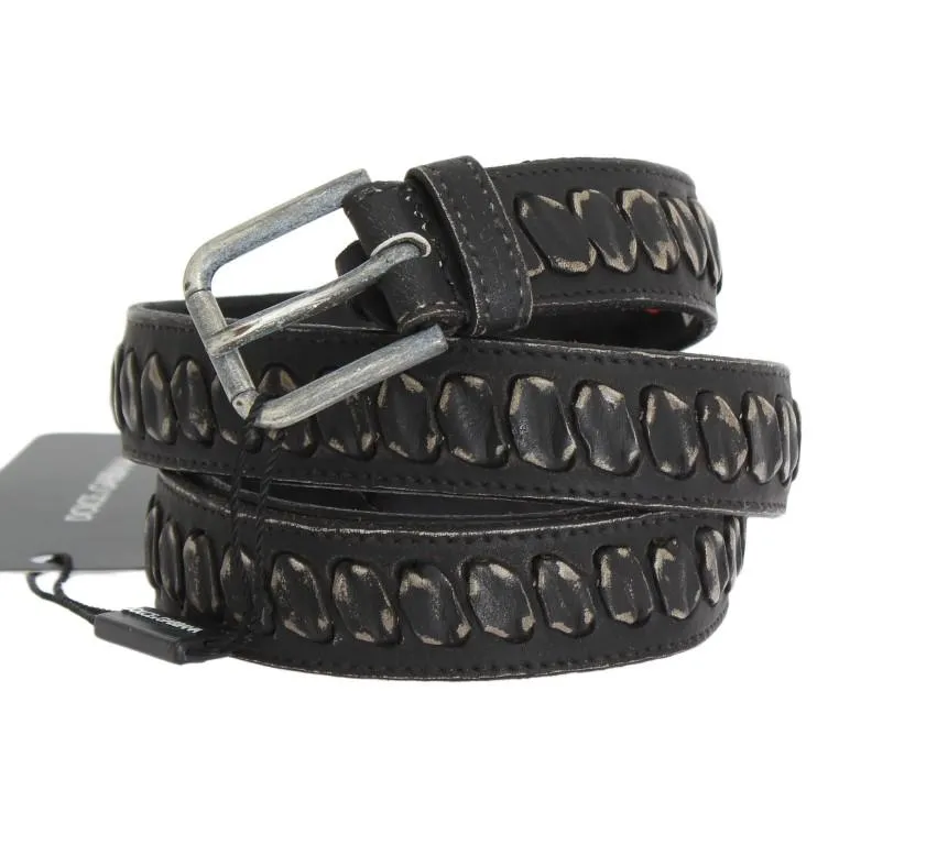 Black Leather Silver Buckle Belt