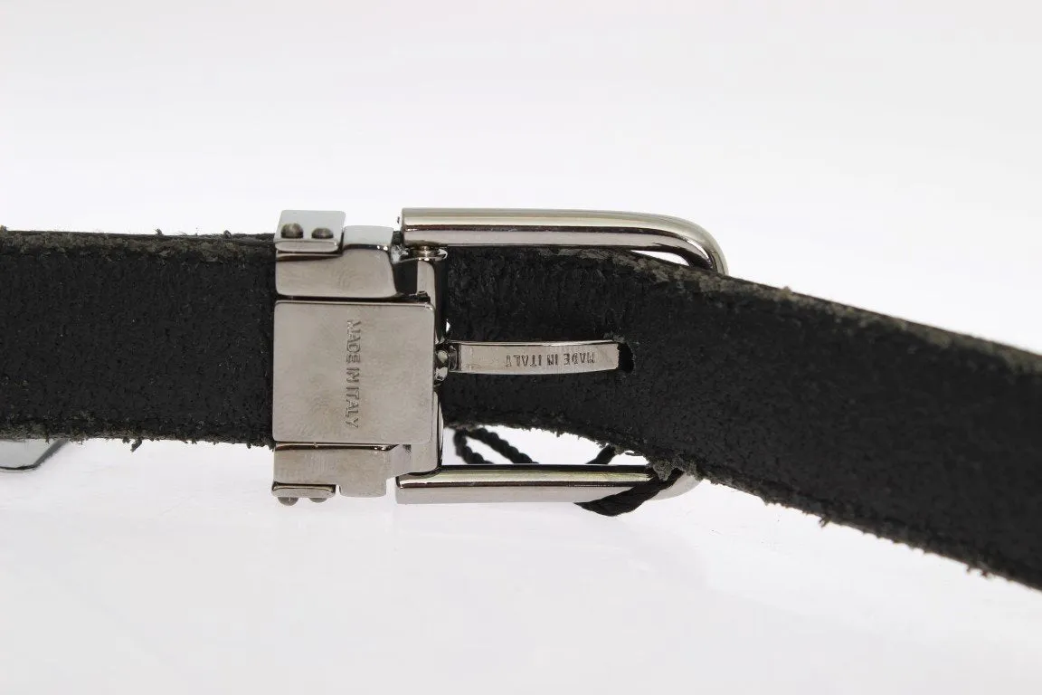 Black Leather Silver Buckle Belt