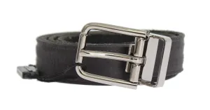 Black Leather Silver Buckle Belt