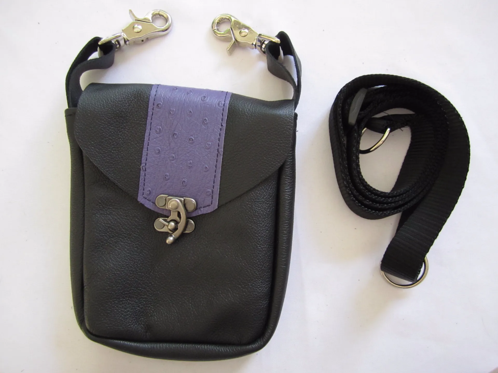 Black Pouch with Purple Stripe