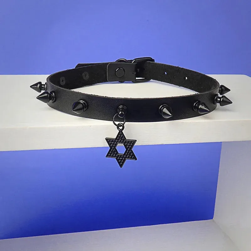 Black Punk Harajuku Rivet Spike Choker