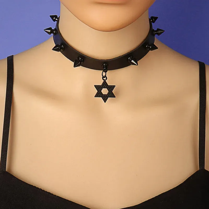 Black Punk Harajuku Rivet Spike Choker