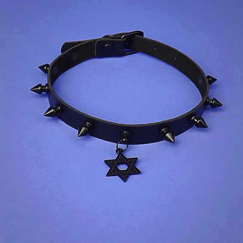 Black Punk Harajuku Rivet Spike Choker